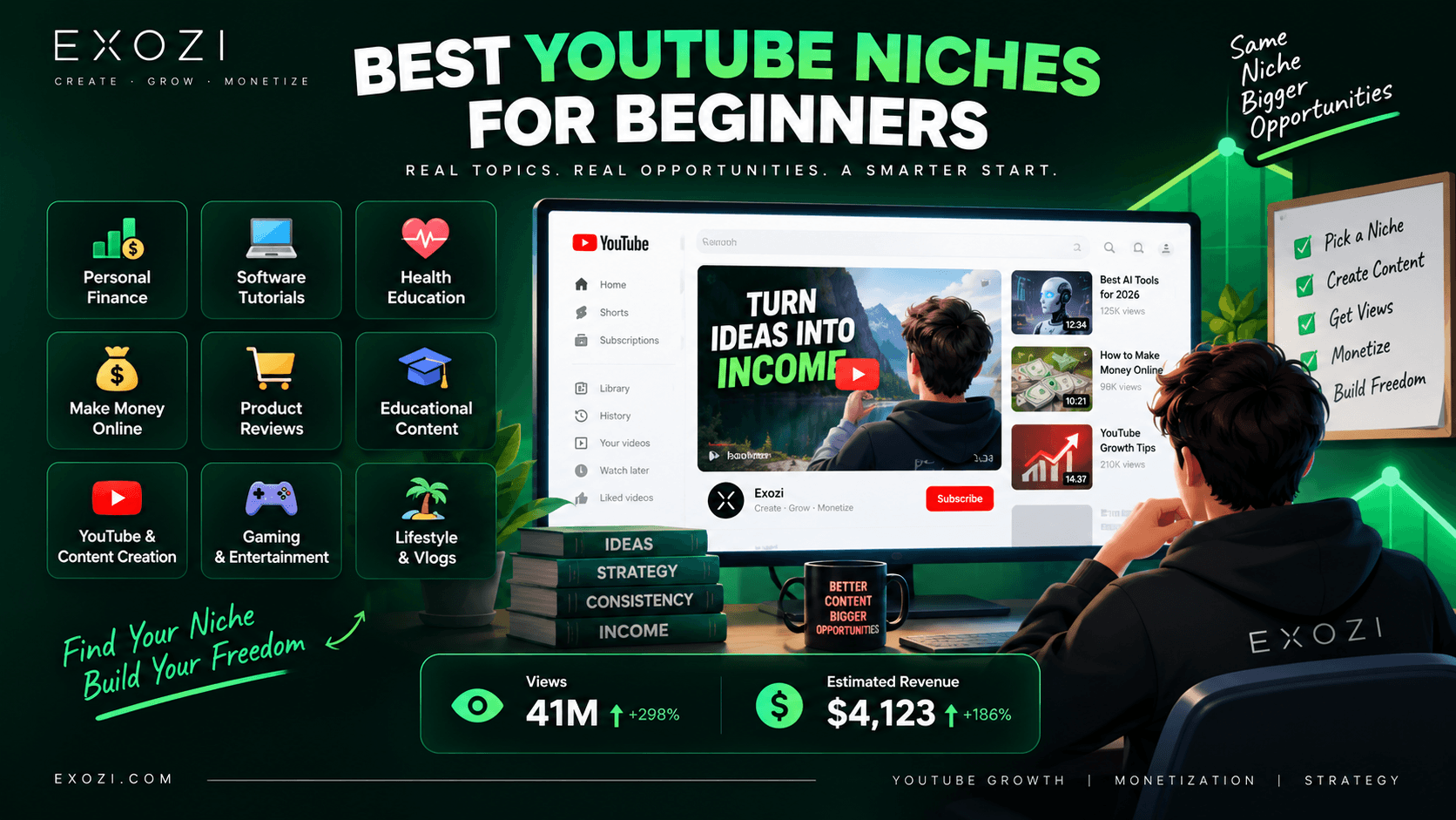 YouTube monetization strategy showing problem-solving content, viewer intent, and multiple revenue opportunities
